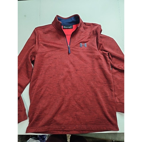 Under Armour Sweater‎ Mens Medium Maroon Quarter Zip Long Sleeve Pullover 359 - Picture 1 of 7